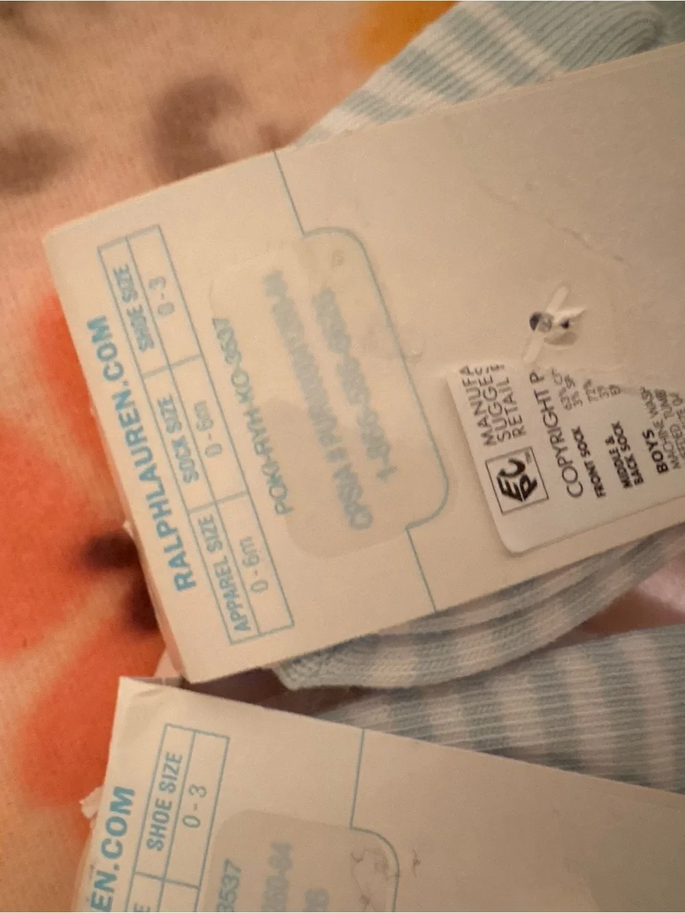 Ralph Lauren White Crew Socks with Light Blue Logo Accents